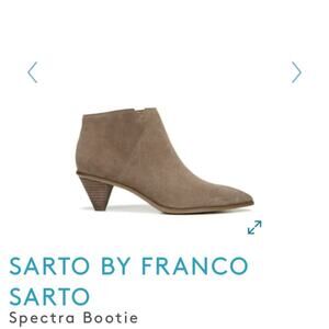 Sarto by Franco Sarto Spectra Tan Suede Pointed Toe Ankle Boots size 6.5